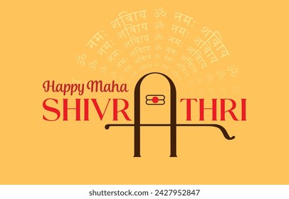 Maha Shivarathri  typograpical Greeting with the shape of lord shiva. One of the greatest Hindu festival about Lord Shivaji.