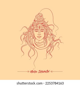 maha shivaratri lord shiva line drawing vector