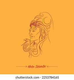 maha shivaratri lord shiva line drawing vector