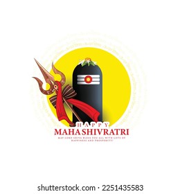 Maha Shivratri creative poster Illustration Of Lord Shiva and nandi For hindu festival Shivratri With Hindi Message and calligraphy.