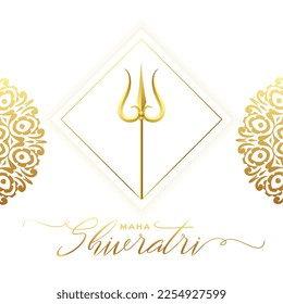 maha shivratri devotional card with mahadev golden trishul vector