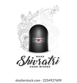 maha shivratri devotional card with shivling and floral design vector