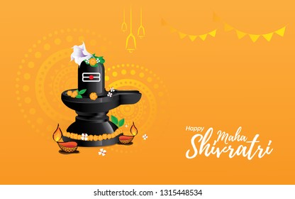 Maha Shivratri Festival Background Template Design with Shiv Ling Vector Illustration  