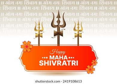Maha Shivratri festival blessing template with trishul and om namah shivay background vector