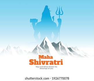 maha shivratri festival card with lord shiva on kailash parwat