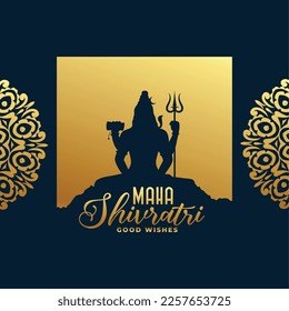 maha shivratri festival golden card with shiv shankar design vector