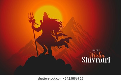 Maha Shivratri Festival Vector Background Design Template with Lord Shiva Illustration