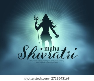 Tarjeta de felicitación de Maha Shivratri con la silueta dramática del Señor Shiva y el Vector del efecto del humo 