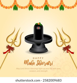 Maha shivratri greeting with shivling and trishul design