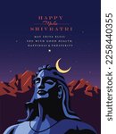 Maha Shivratri Greetings concept with the minimal illustration of Lord Shiva against the backdrop of Himalaya.
