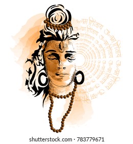 Maha Shivratri. Hand Drawn Sketch beautiful  Background.