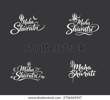 Maha Shivratri, Happy Maha Shivratri Text Typography Set, Shivratri Logo calligraphy, Indian god Maha Dev, Typography Set