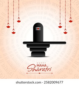 Maha shivratri hindu festival traditional background with shivling and mantra