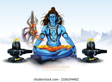 Maha Shivratri, Ilustración De Shiva Con Mensaje En Hindi Om Namah Shivaya 