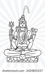 Maha Shivratri Illustration Of Lord Shiva With Hindi Message Om Namah Shivaya sketch.