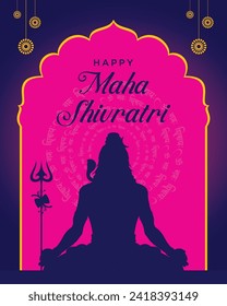 Maha Shivratri Ilustración con texto Feliz Maha Shivratri