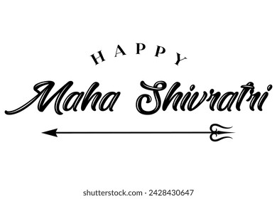 Maha shivratri lettering design with lord shiva trishul vector illustration.