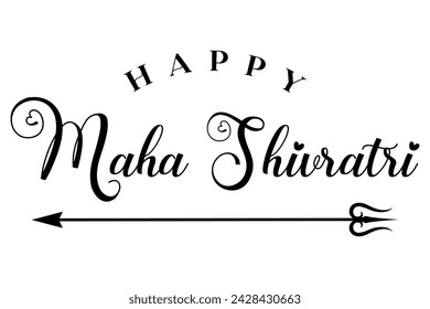 Maha shivratri lettering design with lord shiva trishul vector illustration.