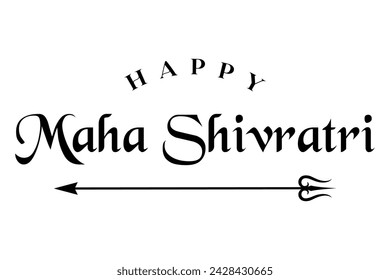 Maha shivratri lettering design with lord shiva trishul vector illustration.