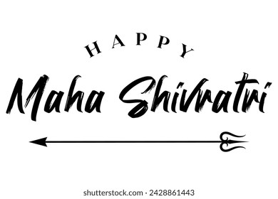 Maha shivratri lettering design with lord shiva trishul vector illustration.