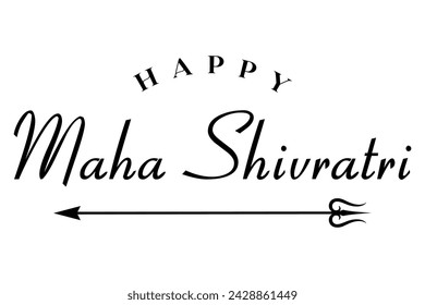 Maha shivratri lettering design with lord shiva trishul vector illustration.