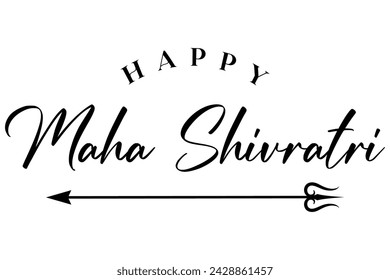 Maha shivratri lettering design with lord shiva trishul vector illustration.