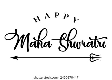 Maha Shivratri lettering design with lord Shiva trishul vector illustration.