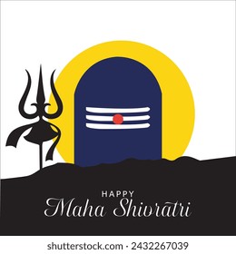 Maha Shivratri lettering design with lord Shiva trishul vector illustration.