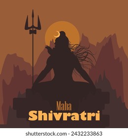 Maha Shivratri, Lord Shiva vector illustration. 