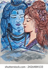 Maha Shivratri Shiv Parvati For Print