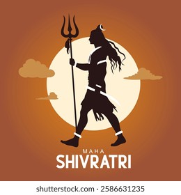 Maha Shivratri with trisulam, a Hindu festival celebrated of lord shiva night, english Typographic. abstract vector illustration design 