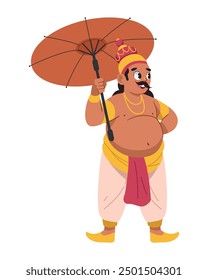 mahabali kerala old king with umbrella isolated