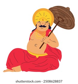 mahabali king character with umbrella isolated