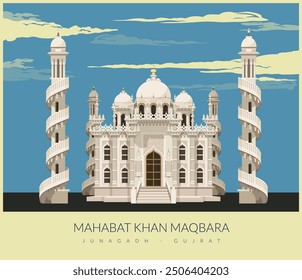 Mahabat Khan Maqbara - Junagadh - Gujrat - Stock Illustration as EPS 10 File