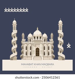 Mahabat Khan Maqbara - Junagadh - Gujrat - Stock Illustration as EPS 10 File