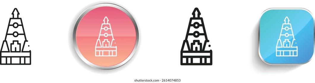 mahabodhi icon. Thin Linear, Regular and Button Style Design Isolated On White Background