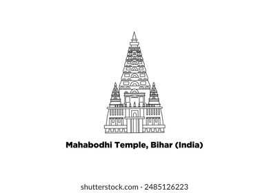 Mahabodhi Temple, Bihar India Illustration design