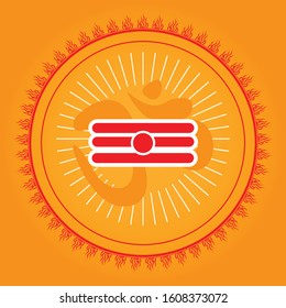 Mahadev Tilaka symbol inside a circle, isolated in orange background