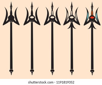 Mahadev trishul weapon design vector illustrated art.