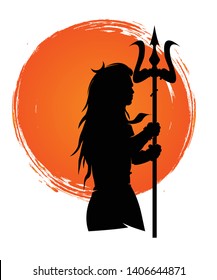 Mahadev vector silhouette with trishul design.