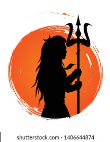 Mahadev vector silhouette with trishul design.
