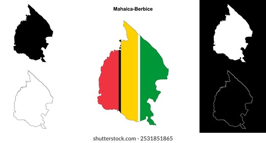 Mahaica-Berbice region outline map set
