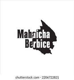 Mahaicha Berbice map and black lettering design on white background