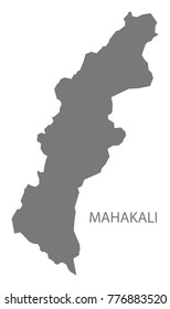 Mahakali map of Nepal grey illustration silhouette shape