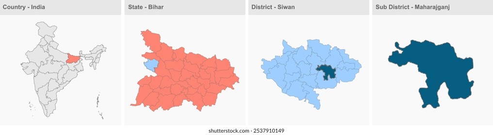 Maharajganj map (District Siwan, State Bihar, Republic of India) ,Siwan District, Bihar State, Republic of India, Government of Bihar, Indian territory, Eastern India, politics, village, tourism