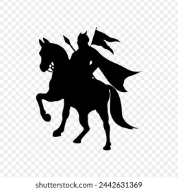 Maharana Pratap on a horse silhouette with transparent background