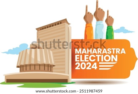 Maharashtra Assembly Election 2024 with Voting and Legislative Building Illustration