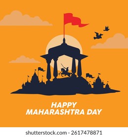 Maharashtra Day Celebration Vector with Maharashtra Map, Traditional Elements and Festive Typography Design