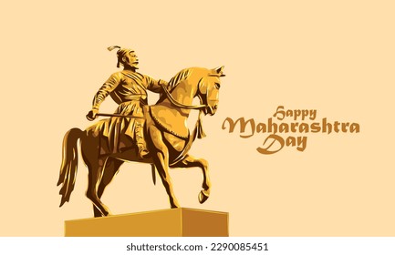 Maharashtra day greeting. vector illustration for Maharashtra day celebration with the illustration of King Shivaji.
