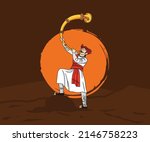 Maharashtra Day Vector Marathi man called "Mawla with tutari"